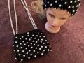 Crochet handmade hat and bag with pearls 