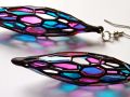 Pink & Blue Stained Glass Inspired Earrings