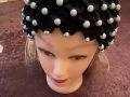 Crochet handmade hat and bag with pearls 