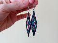 Pink & Blue Stained Glass Inspired Earrings