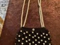 Crochet handmade hat and bag with pearls 