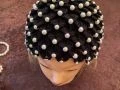 Crochet handmade hat and bag with pearls 