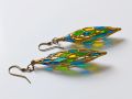 Stained Glass Inspired Earrings with Peacock Colors