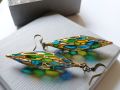 Stained Glass Inspired Earrings with Peacock Colors