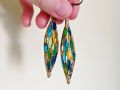 Stained Glass Inspired Earrings with Peacock Colors