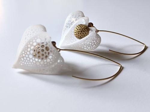 White Lacy Physalis Earrings