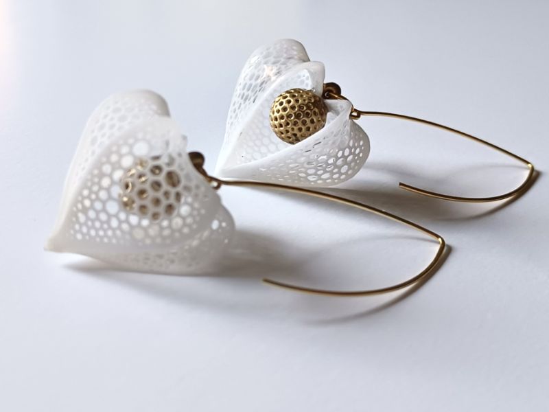White Lacy Physalis Earrings