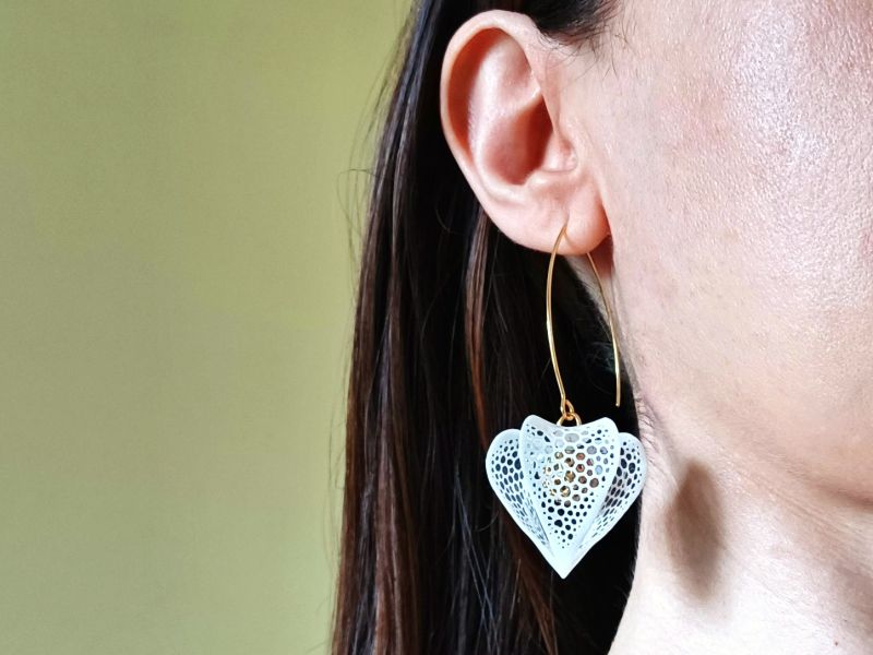 White Lacy Physalis Earrings