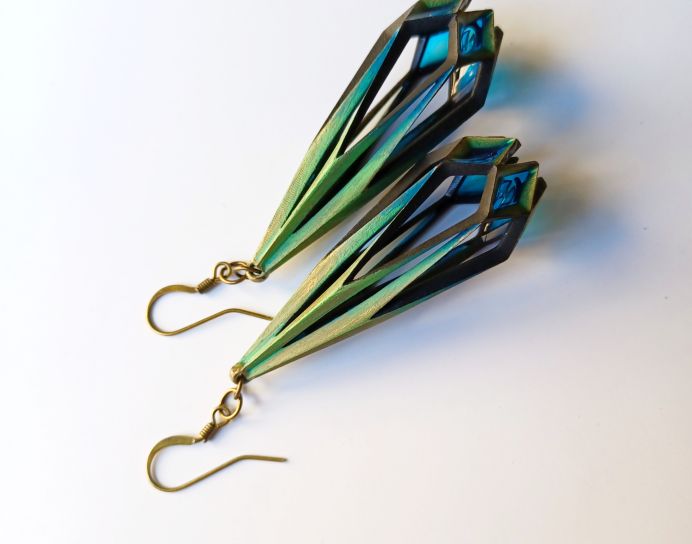 Tulip Inspired Earrings with Stained Glass Detail