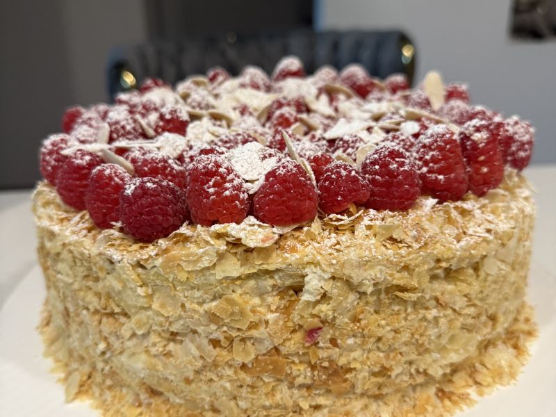 Raspberry Napoleon cake