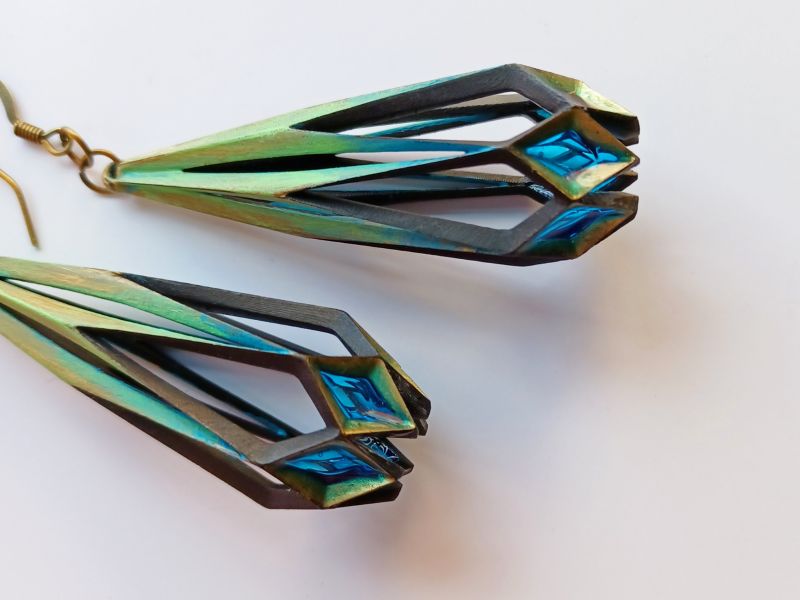 Tulip Inspired Earrings with Stained Glass Detail