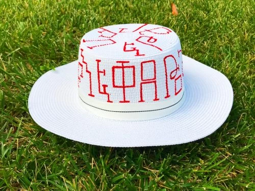 Handpainted Armenian alphabet hat 