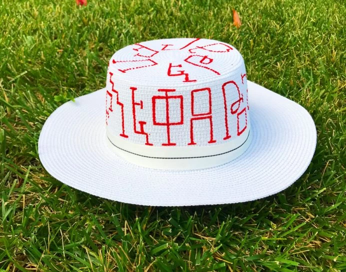 Handpainted Armenian alphabet hat 