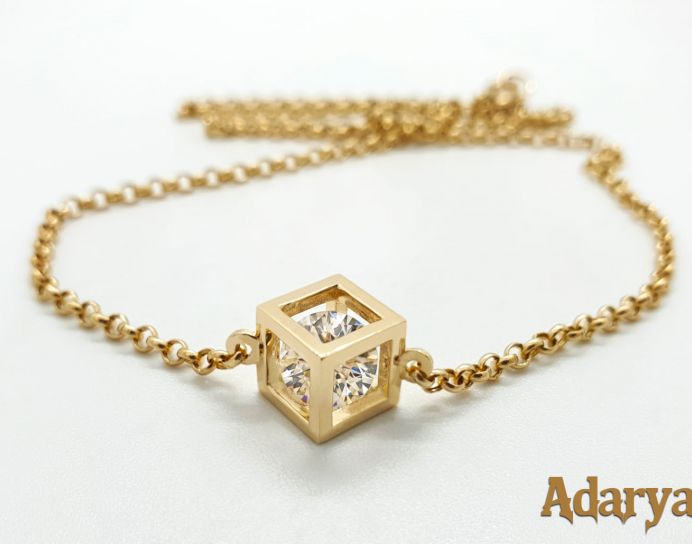 Gold Cube Pendant