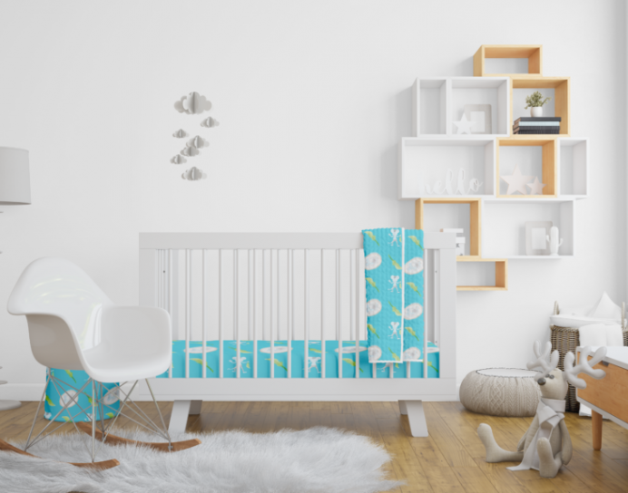 "Puy Puy" Crib Sateen Sheet (Blue)