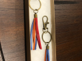 Tassel keychain vintage-tricolor tassel chain -red blue orange-fundraiser