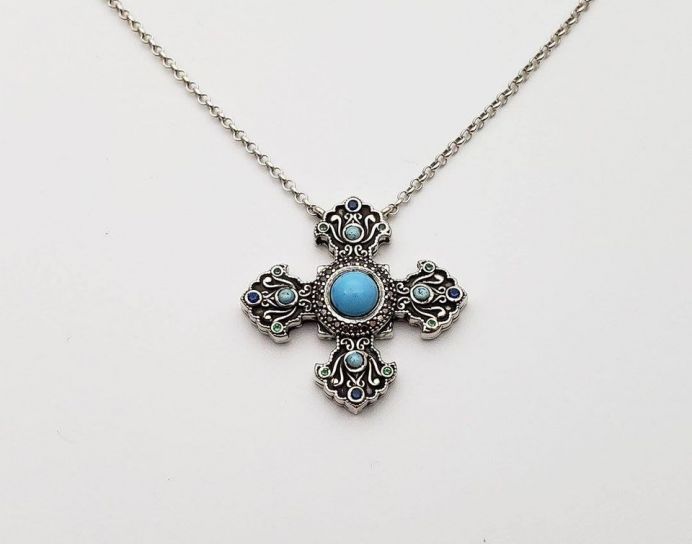 Armenian Cross Necklace with Turquoise