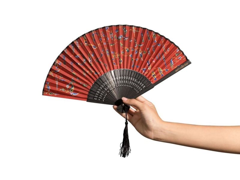 Armenian Alphabet Red Hand Fan