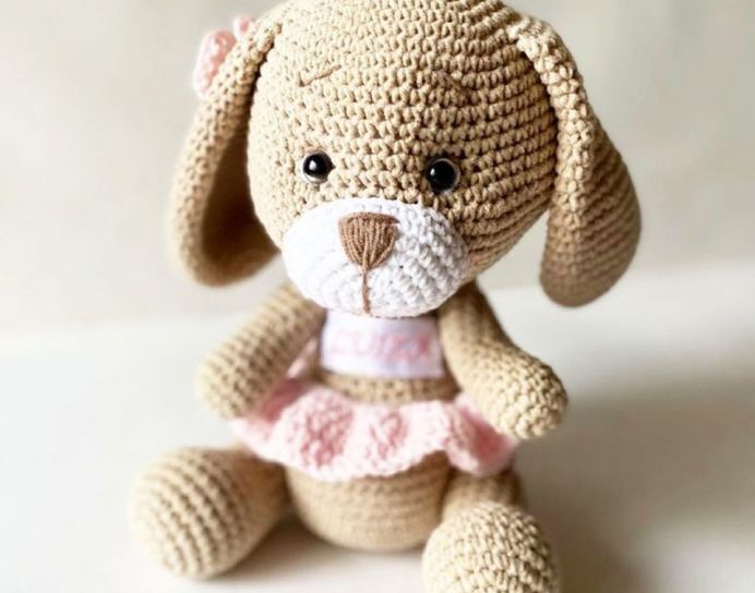 Shunik Lulibears Puppy, handmade stuffed animal, puppy, dog, knit by hand, Handmade baby gift