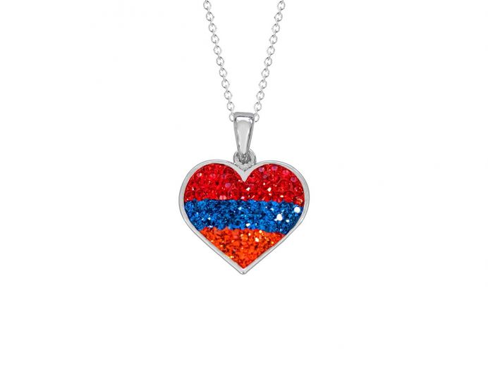 Armenian Flag SWAROVSKI Heart Necklace