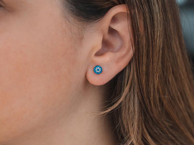 Mini Round SWAROVSKI Evil Eye Stud Earrings