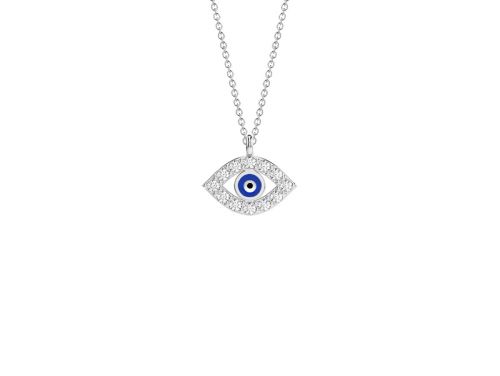Marquise Enamel Evil Eye Diamond Necklace
