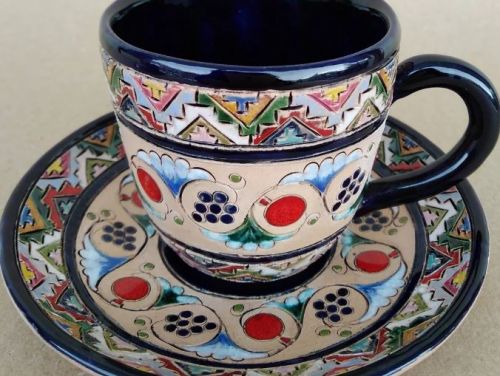 High Quality Handmade Ornamental Armenian Ceramic Coffee Mug One of a Kind