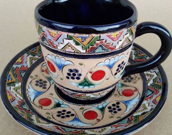 High Quality Handmade Ornamental Armenian Ceramic Coffee Mug One of a Kind