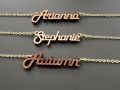 Wood Name Necklace Customized with Name or Word - Personalized Name Necklace, Name Necklace for Women Girls Christmas Gift, 14 Gold Chain