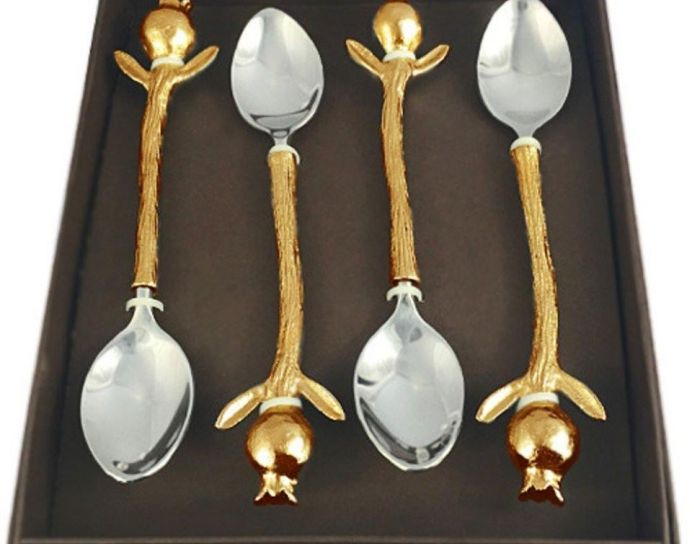Armenian Pomegranate Gold Color Spoon Set