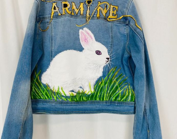 Customized Name & Bunny Denim Jacket for Kids
