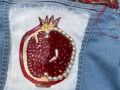 Pomegranate and Armenian Alphabet Denim Kids Jacket