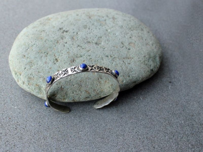 Sterling Silver Hand Stamped Thick Bangle Cuff Bracelet 