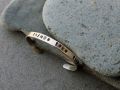 Sterling Silver Armenian Hand Stamped Thick Text Phrase Bangle Cuff Layered Bracelet with Twigs, Silversmith, Good Things Take Time