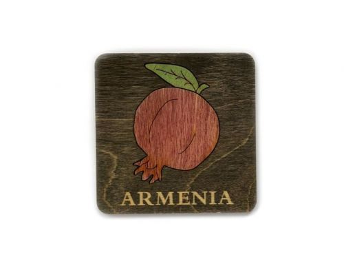 Coaster Armenia Pomegranate Design Square Wood 9.5cm x 9.5cm