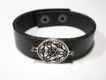 925 Sterling Silver Armenian Ornamental Art Charm Bracelet Symbolising Connection and Strength - Leather Band with Adjustable Snap Closure