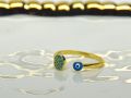 Turquoise Evil Eye Ring, Turquoise CZ, 14Kt Gold Plated, Dainty, Adjustable, Women's Lightweight Ring, Minimalist Jewelry, One Size Fits All