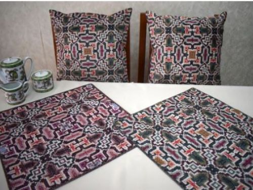 Tablecloth and 2 Pillowcases with Armenian Ornaments