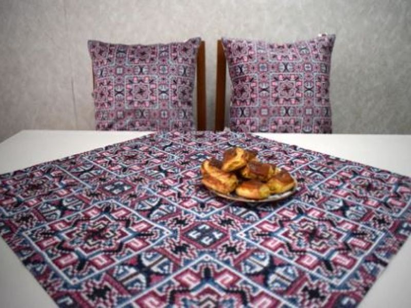 Tablecloth and 2 Pillowcases with Armenian Ornaments