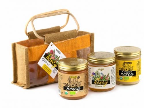 "PAMP" Fatherland's fragrance honey bundle in a linen bag (3*500g)