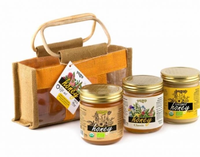 "PAMP" Fatherland's fragrance honey bundle in a linen bag (3*500g)