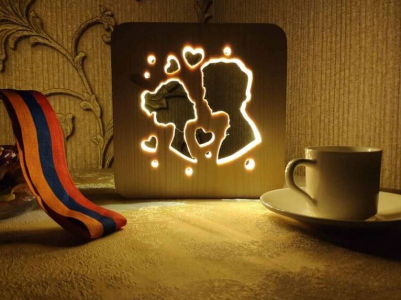 3D Wooden LED Night Lamp Customizable