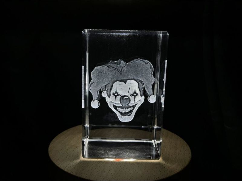 Halloween Clowns 3D Engraved Crystal Decor