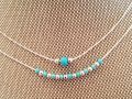 STERLING SILVER TINY CHOKER WITH TURQUOISE SEED BEADS