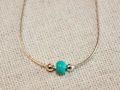 STERLING SILVER TINY CHOKER WITH TURQUOISE SEED BEADS