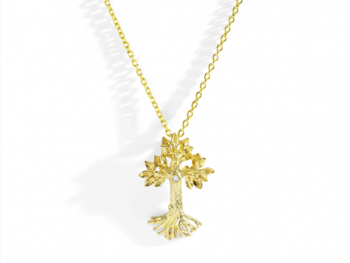 Armenian Tree of Life 25mm Cross Pendant Necklace with Diamonds