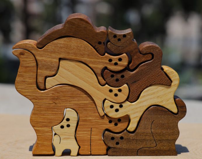 Beautiful puzzle made of natural wood