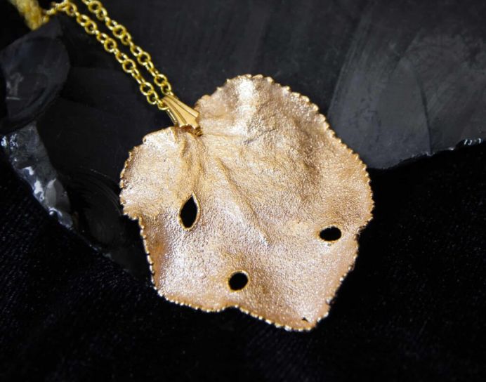 Real Apricot Leaf Gold Plated Necklace