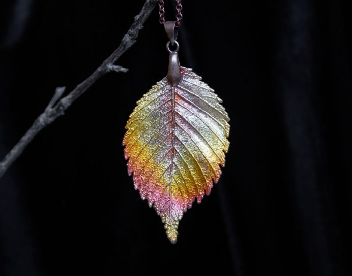 Real elm leaf necklace
