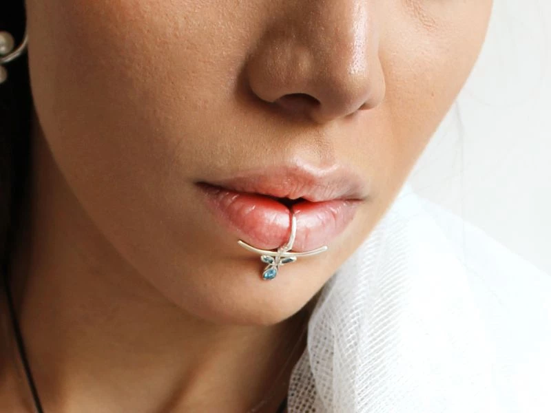 NO PIERCING REQUIRED Silver Fake Lip Ring